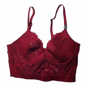 #3407-8 Victoria's Secret 32B Very Sexy Long Lined Plunge Bra Red NWT